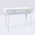 CCBIUOMBO Writing Computer Desk with 2  Drawers for Home Office Modern Laptop PC Table Workstation  Vanity Table (Cream White)